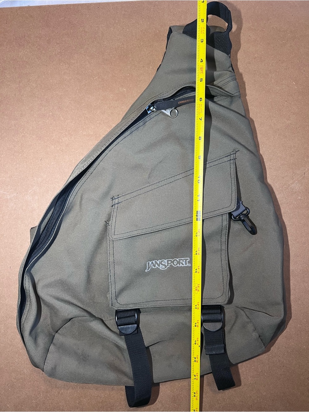 Vintage Y2K Original Jansport Olive Sling Pack with Nokia Size Cell Phone Pocket - Picture 6 of 17